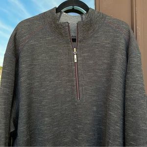 Tommy Bahama Reversible Charcoal Grey/Light Grey 1/4-Zip Pullover XL-XXL